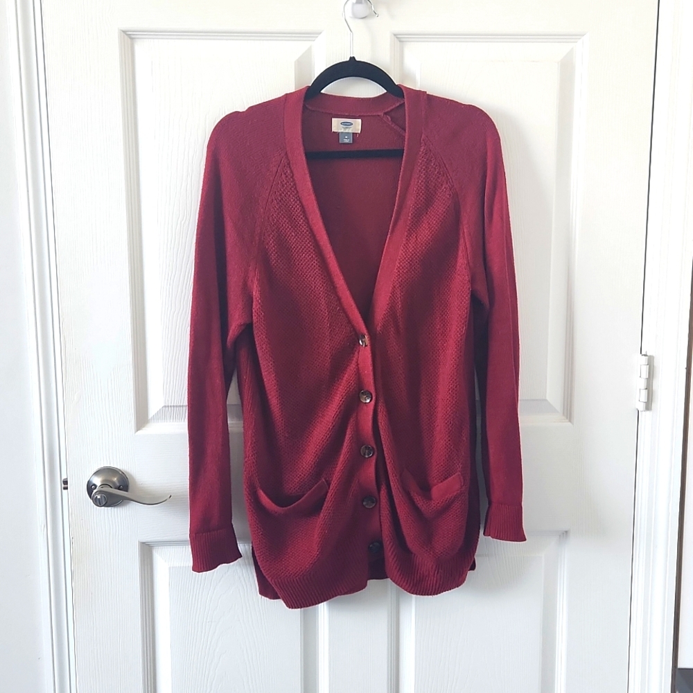Old Navy Long Maroon Cardigan Medium